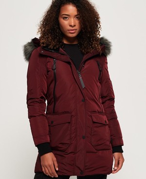 Superdry Antarctic Explorer Down Parka Női Kabát Bordó | SXARW8431